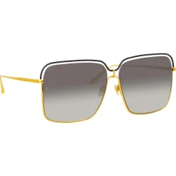 Linda Farrow - Marcia Square Sunglasses in Yellow Gold - LFL1310C2SUN - Linda Farrow Eyewear - Avvenice