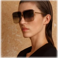 Linda Farrow - Marcia Square Sunglasses in Yellow Gold - LFL1310C2SUN - Linda Farrow Eyewear - Avvenice