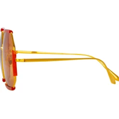 Linda Farrow - Margot Hexagon Sunglasses in Terracotta - LFL1308C5SUN - Linda Farrow Eyewear - Avvenice