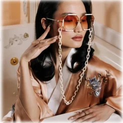 Linda Farrow - Margot Hexagon Sunglasses in Cream - LFL1308C3SUN - Linda Farrow Eyewear - Avvenice