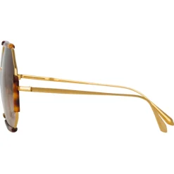 Linda Farrow - Margot Hexagon Sunglasses in Tortoiseshell - LFL1308C2SUN - Linda Farrow Eyewear - Avvenice