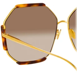 Linda Farrow - Margot Hexagon Sunglasses in Tortoiseshell - LFL1308C2SUN - Linda Farrow Eyewear - Avvenice