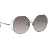 Linda Farrow - Marie Oversized Sunglasses in Nickel - LFL1089C2SUN - Linda Farrow Eyewear - Avvenice