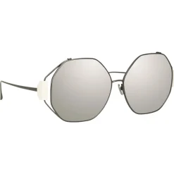 Linda Farrow - Marie Oversized Sunglasses in Nickel Platinum - LFL1089C5SUN - Linda Farrow Eyewear - Avvenice