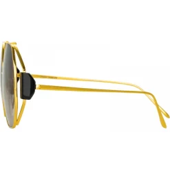 Linda Farrow - Marie Oversized Sunglasses in Yellow Gold Grey - LFL1089C1SUN - Linda Farrow Eyewear - Avvenice