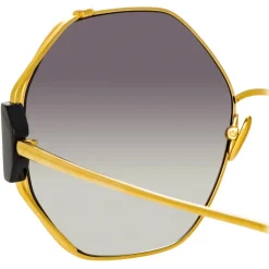 Linda Farrow - Marie Oversized Sunglasses in Yellow Gold Grey - LFL1089C1SUN - Linda Farrow Eyewear - Avvenice