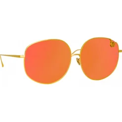 Linda Farrow - Marisa Oversized Sunglasses in Yellow Gold Red - LFL1056C8SUN - Linda Farrow Eyewear - Avvenice