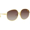 Linda Farrow - Marisa Oversized Sunglasses in Light Gold Brown - LFL1056C4SUN - Linda Farrow Eyewear - Avvenice