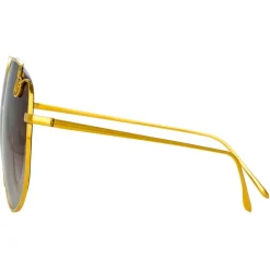 Linda Farrow - Marisa Oversized Sunglasses in Light Gold Brown - LFL1056C4SUN - Linda Farrow Eyewear - Avvenice