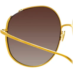 Linda Farrow - Marisa Oversized Sunglasses in Light Gold Brown - LFL1056C4SUN - Linda Farrow Eyewear - Avvenice