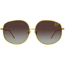 Linda Farrow - Marisa Oversized Sunglasses in Light Gold Brown - LFL1056C4SUN - Linda Farrow Eyewear - Avvenice