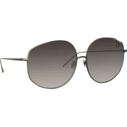 Linda Farrow - Marisa Oversized Sunglasses in Nickel - LFL1056C5SUN - Linda Farrow Eyewear - Avvenice
