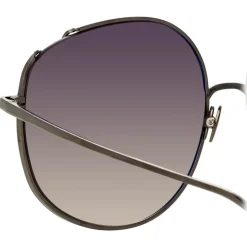 Linda Farrow - Marisa Oversized Sunglasses in Nickel - LFL1056C5SUN - Linda Farrow Eyewear - Avvenice