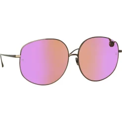 Linda Farrow - Marisa Oversized Sunglasses in Nickel Pink - LFL1056C7SUN - Linda Farrow Eyewear - Avvenice