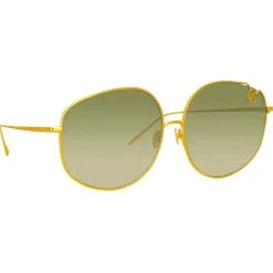 Linda Farrow - Marisa Oversized Sunglasses in Yellow Gold Green - LFL1056C2SUN - Linda Farrow Eyewear - Avvenice