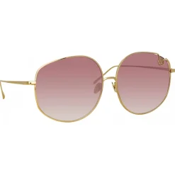 Linda Farrow - Marisa Oversized Sunglasses in Light Gold Burgundy - LFL1056C3SUN - Linda Farrow Eyewear - Avvenice