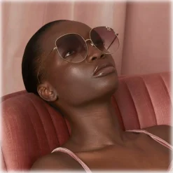 Linda Farrow - Marisa Oversized Sunglasses in Light Gold Burgundy - LFL1056C3SUN - Linda Farrow Eyewear - Avvenice