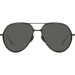 Linda Farrow - Matisse Aviator Sunglasses in Nickel - LFL1207C4SUN - Linda Farrow Eyewear - Avvenice