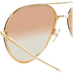 Linda Farrow - Matisse Aviator Sunglasses in Light Gold - LFL1207C3SUN - Linda Farrow Eyewear - Avvenice