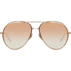 Linda Farrow - Matisse Aviator Sunglasses in Light Gold - LFL1207C3SUN - Linda Farrow Eyewear - Avvenice