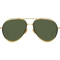 Linda Farrow - Matisse Aviator Sunglasses in Yellow Gold - LFL1207C1SUN - Linda Farrow Eyewear - Avvenice