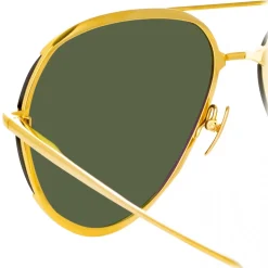 Linda Farrow - Matisse Aviator Sunglasses in Yellow Gold - LFL1207C1SUN - Linda Farrow Eyewear - Avvenice