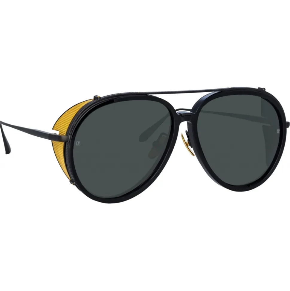 Linda Farrow - Maverick Aviator Sunglasses in Nickel (Men’s) - LFL1358C1SUN - Linda Farrow Eyewear - Avvenice