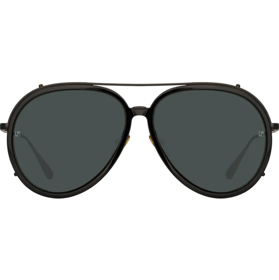 Linda Farrow - Maverick Aviator Sunglasses in Nickel (Men’s) - LFL1358C1SUN - Linda Farrow Eyewear - Avvenice