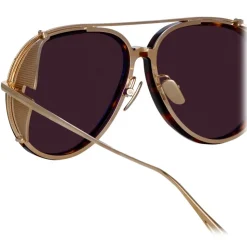 Linda Farrow - Maverick Aviator Sunglasses in Light Gold - LFL1358C2SUN - Linda Farrow Eyewear - Avvenice