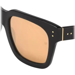 Linda Farrow - Max D-Frame Sunglasses in Black Yellow Gold - LFL71C51SUN - Linda Farrow Eyewear - Avvenice