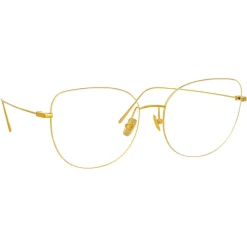 Linda Farrow - Maya Cat Eye Optical Glasses in Yellow Gold - LF38C1OPT - Linda Farrow Eyewear - Avvenice