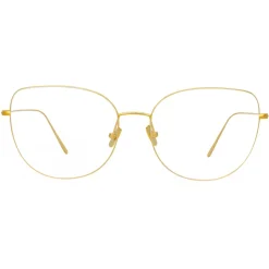 Linda Farrow - Maya Cat Eye Optical Glasses in Yellow Gold - LF38C1OPT - Linda Farrow Eyewear - Avvenice