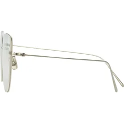 Linda Farrow - Maya Cat Eye Optical Glasses in White Gold - LF38C2OPT - Linda Farrow Eyewear - Avvenice