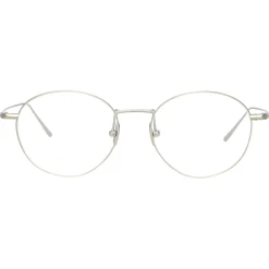 Linda Farrow - Mayne Oval Optical Glasses in White Gold - LF33C2OPT - Linda Farrow Eyewear - Avvenice