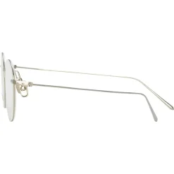 Linda Farrow - Mayne Oval Optical Glasses in White Gold - LF33C2OPT - Linda Farrow Eyewear - Avvenice