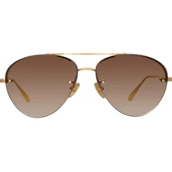Linda Farrow - Men's Edano Aviator Sunglasses in Yellow Gold - LFL1444C1SUN - Linda Farrow Eyewear - Avvenice