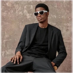 Linda Farrow - Men's Elodie Flat Top Sunglasses in White - LFL1302C4SUN - Linda Farrow Eyewear - Avvenice