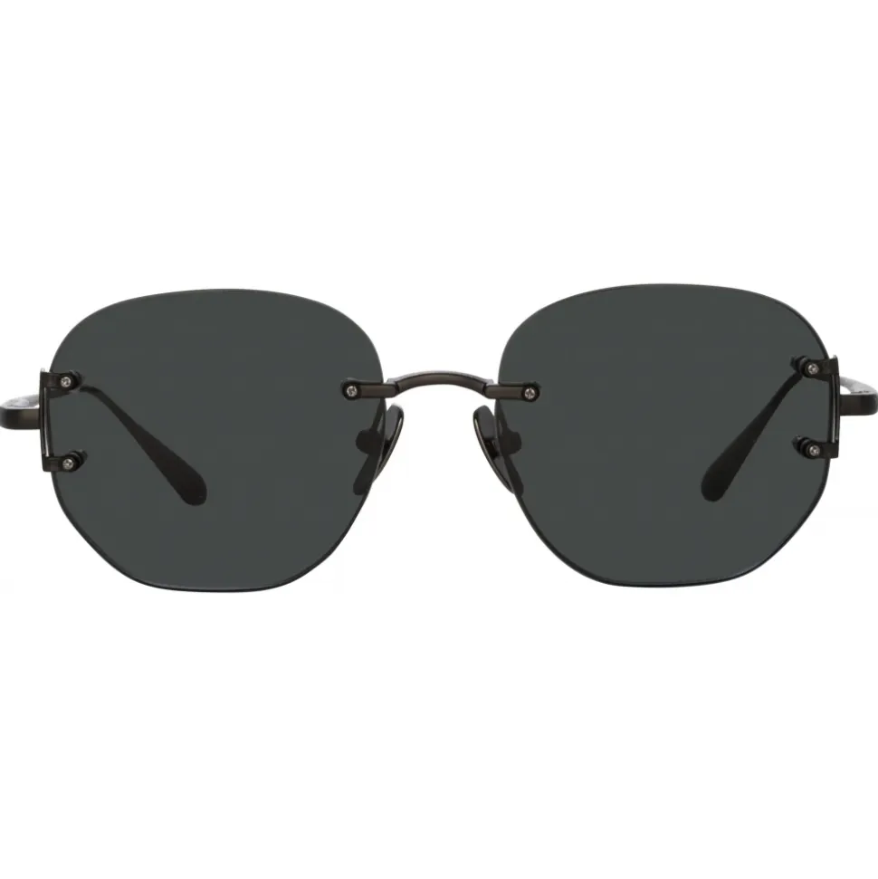 Linda Farrow - Men's Sandor Angular Sunglasses in Matt Nickel - LFL1497C1SUN - Linda Farrow Eyewear - Avvenice