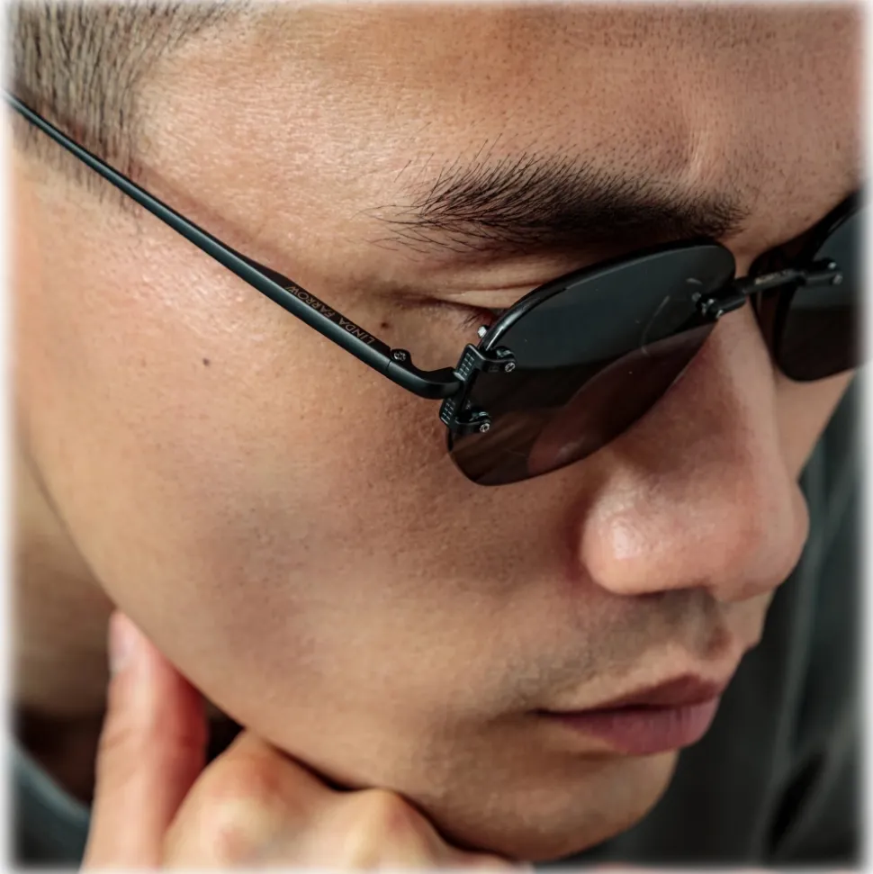 Linda Farrow - Men's Sandor Angular Sunglasses in Matt Nickel - LFL1497C1SUN - Linda Farrow Eyewear - Avvenice