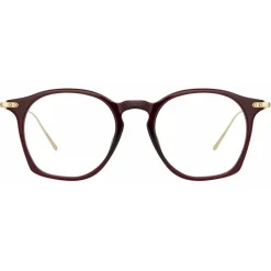 Linda Farrow - Mila A Square Optical Glasses in Burgundy - LF52AC5OPT - Linda Farrow Eyewear - Avvenice