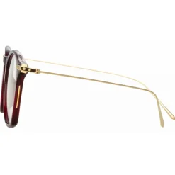 Linda Farrow - Mila A Square Optical Glasses in Burgundy - LF52AC5OPT - Linda Farrow Eyewear - Avvenice