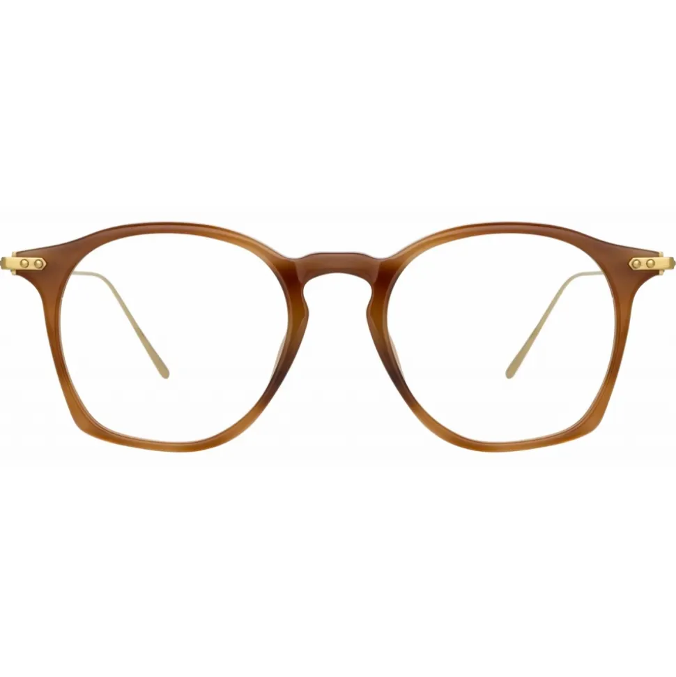 Linda Farrow - Mila Square Optical Glasses in Brown - LF52C4OPT - Linda Farrow Eyewear - Avvenice