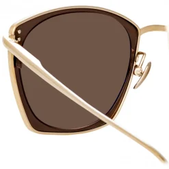 Linda Farrow - Milo Square Sunglasses in Light Gold - LFL1338C5SUN - Linda Farrow Eyewear - Avvenice