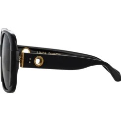 Linda Farrow - Mima Oversized Sunglasses in Black - LFL1401C1SUN - Linda Farrow Eyewear - Avvenice