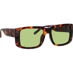 Linda Farrow - Morrison Rectangular Sunglasses in Tortoiseshell Green - LFL1027C8SUN - Linda Farrow Eyewear - Avvenice