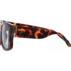 Linda Farrow - Morrison Rectangular Sunglasses in Tortoiseshell Blue - LFL1027C9SUN - Linda Farrow Eyewear - Avvenice