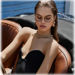 Linda Farrow - Moss Oval Optical Glasses in Yellow Gold - LFL1227C1OPT - Linda Farrow Eyewear - Avvenice