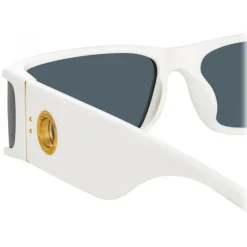 Linda Farrow - Mya Rectangular Sunglasses in White - LFL1274C3SUN - Linda Farrow Eyewear - Avvenice