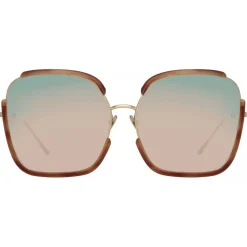 Linda Farrow - Natalia Oversized Sunglasses in Horn - LFL1210C3SUN - Linda Farrow Eyewear - Avvenice