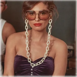 Linda Farrow - Natalia Oversized Sunglasses in Horn - LFL1210C3SUN - Linda Farrow Eyewear - Avvenice